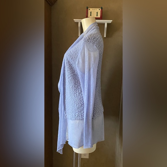 Chico's Size 1 Flap Front Kyanite Blue Tweed Cathleen Cardigan Sweater Women’s - Picture 2 of 9